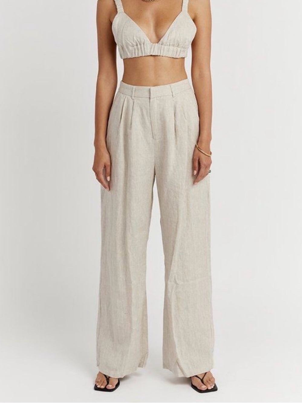 Dissh Norah Tan Natural Linen Pants Fully Lined Pockets Size 2 - Picture 3 of 14